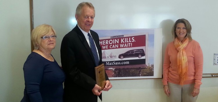 Jim Sass, President of Max Sass & Sons Funeral Services receives award